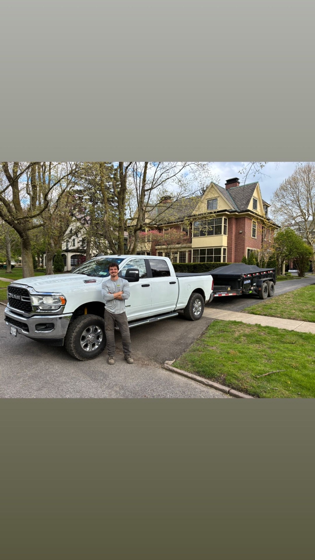 Owner of WNY Landscaping & Design with truck and dump trailer